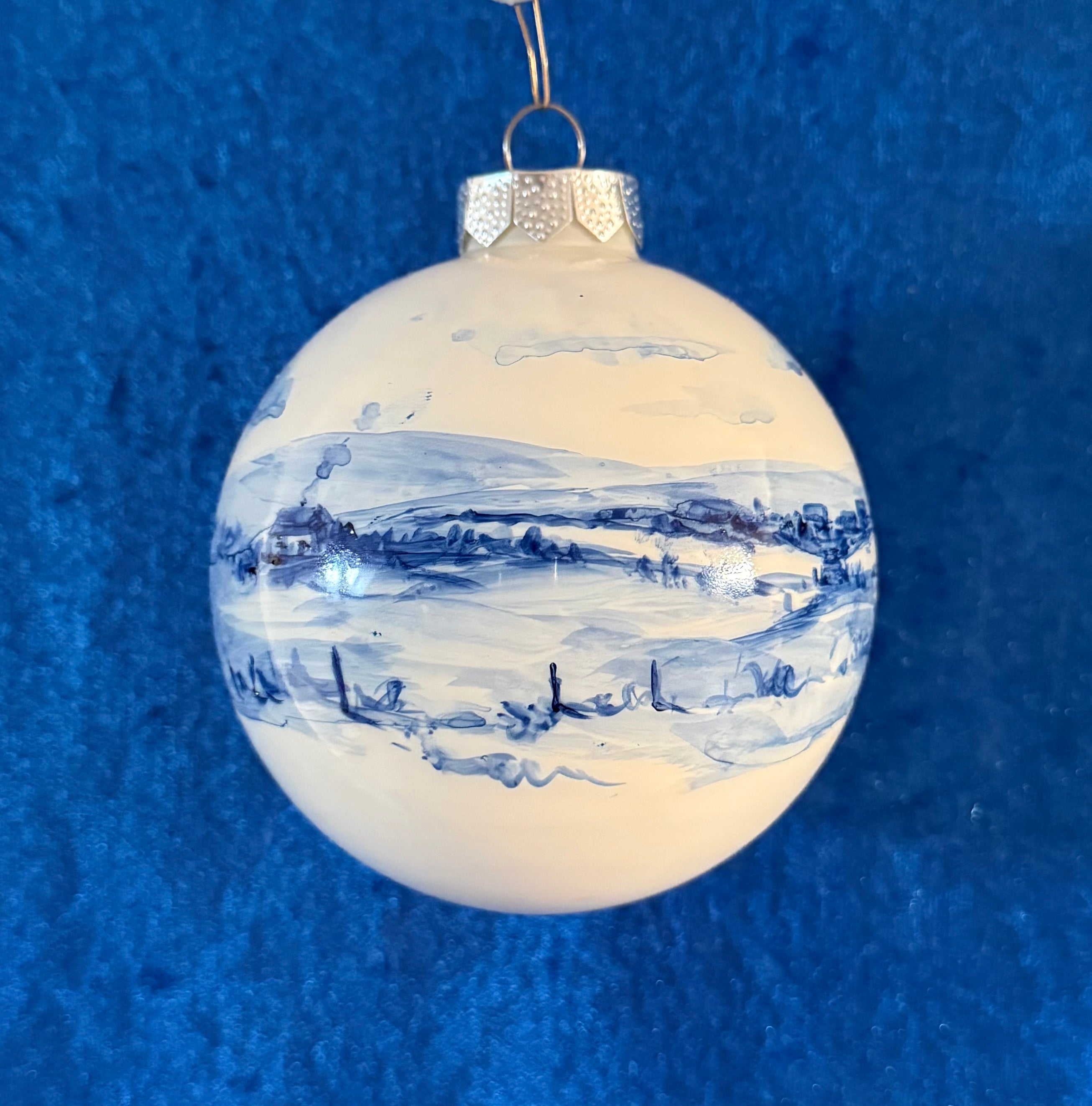 Tannenbaumkugel, Fachwerkhaus in den Bergen nach Delfter Art 10 cm
