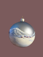 Tannenbaumkugel "Silberner Eissee" 10 cm, Glas matt Silber