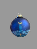 Tannenbaumkugel, "Segelboot"  10 cm, Glas Mattblau