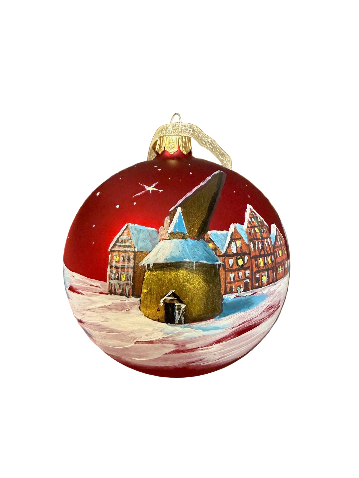 Tannenbaumkugel "Stade", 10 cm,  matt Rot, Glas