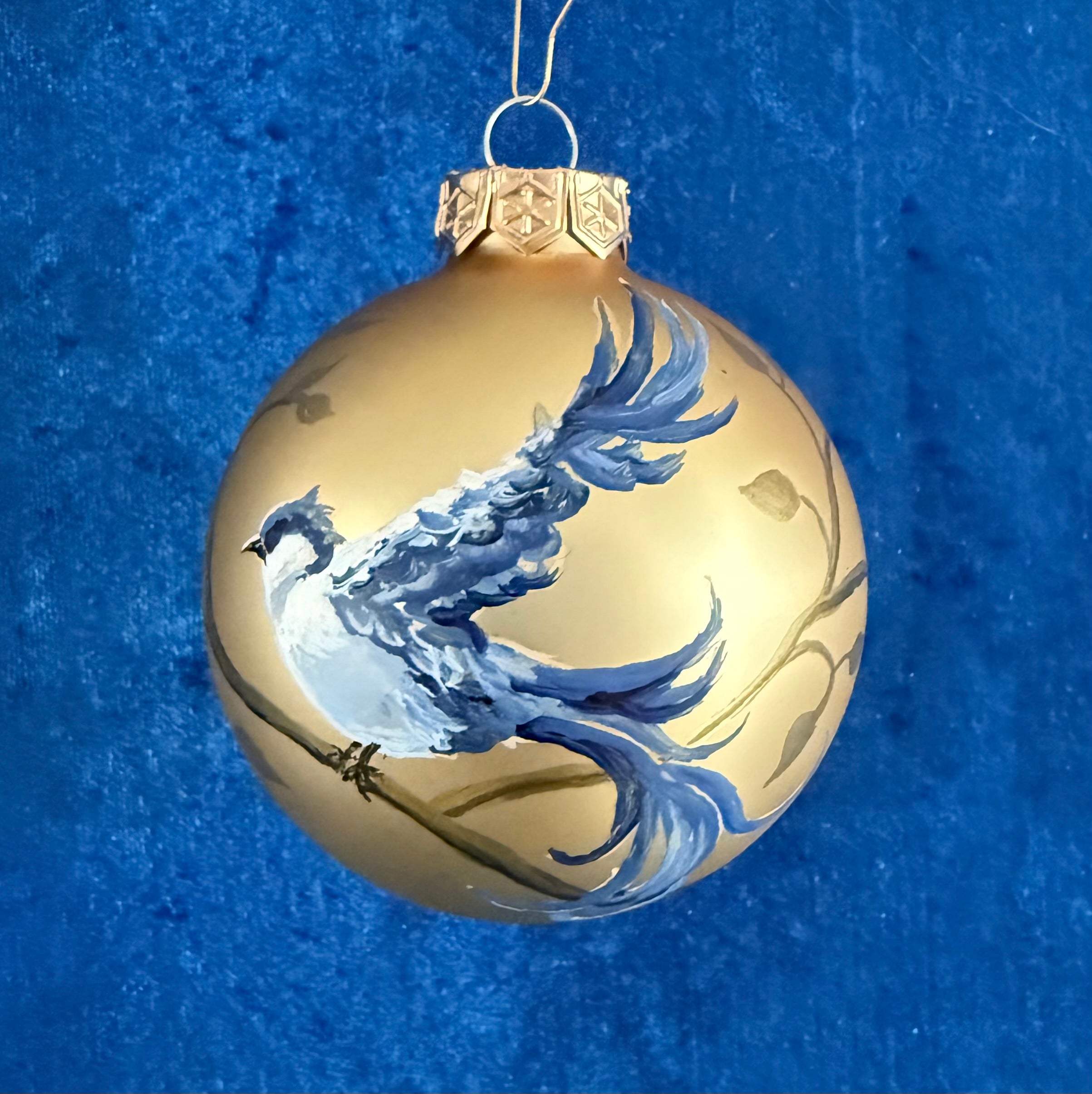 Tannenbaumkugel Paradiesvogel gold 8cm