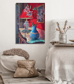 Stillleben in Rot, Ölgemälde 70 x 50 cm