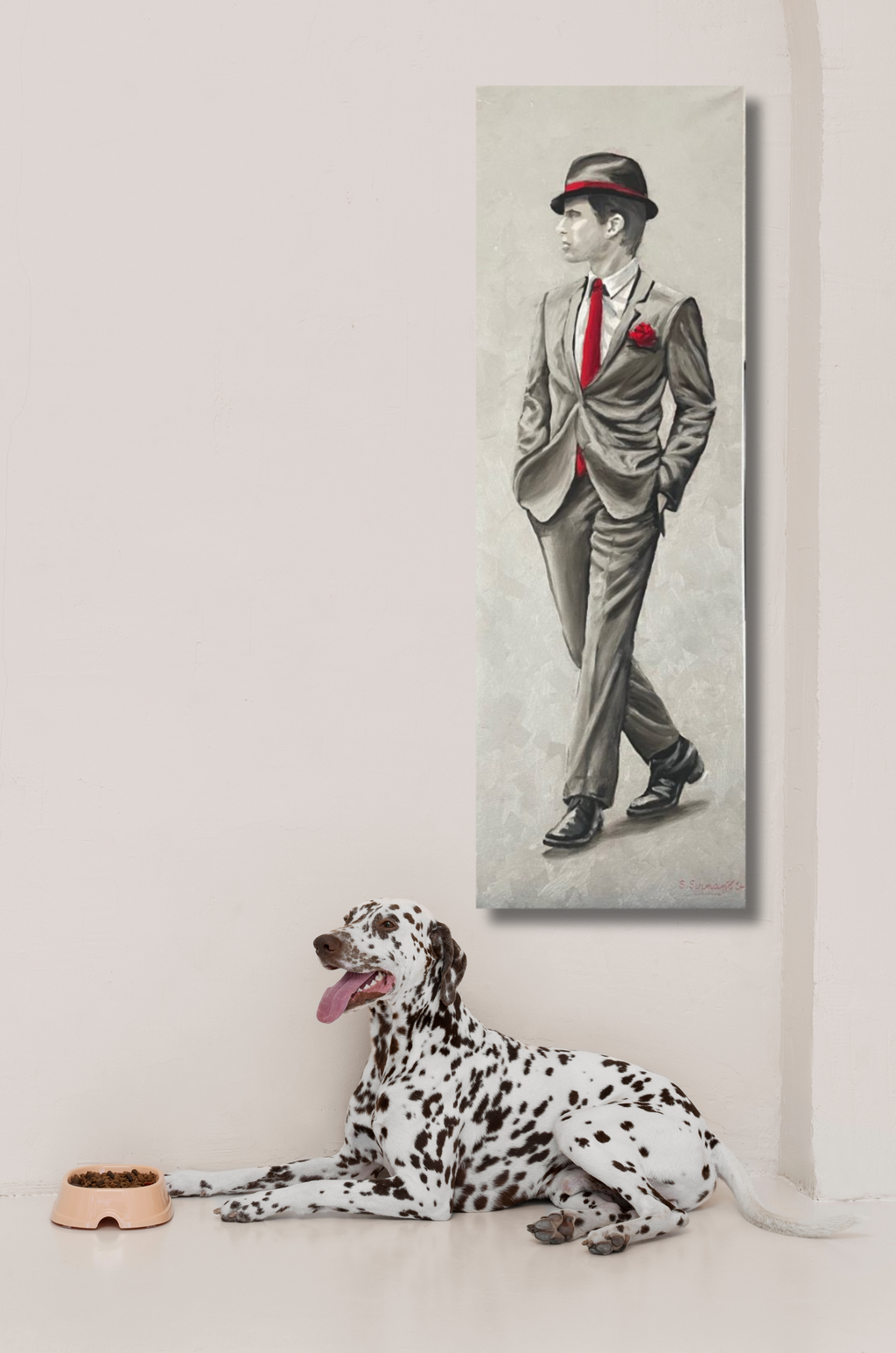 Jimmy Walker in Silver, Ölgemälde 120x 40 cm