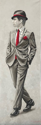 Jimmy Walker in Silver, Ölgemälde 120x 40 cm