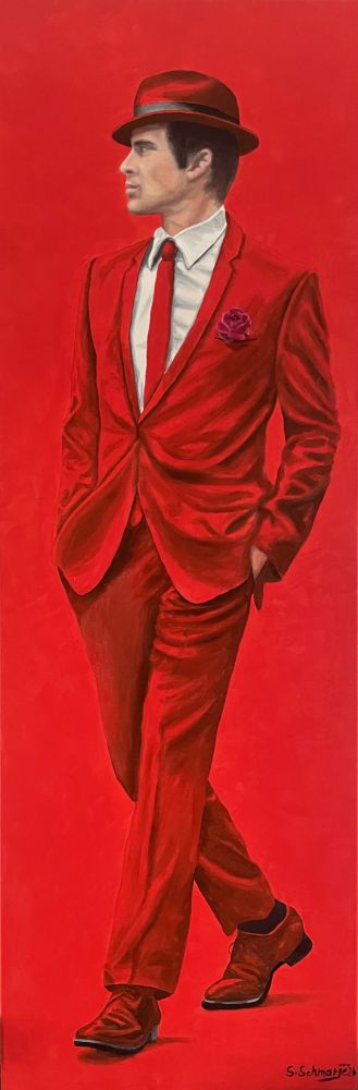 Jimmy Walker in Red, Ölgemälde 120 x 40 cm