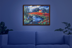 Junge angelt vor Mohnblumenwiese, Ölbild auf Leinwand, 60x80cm
