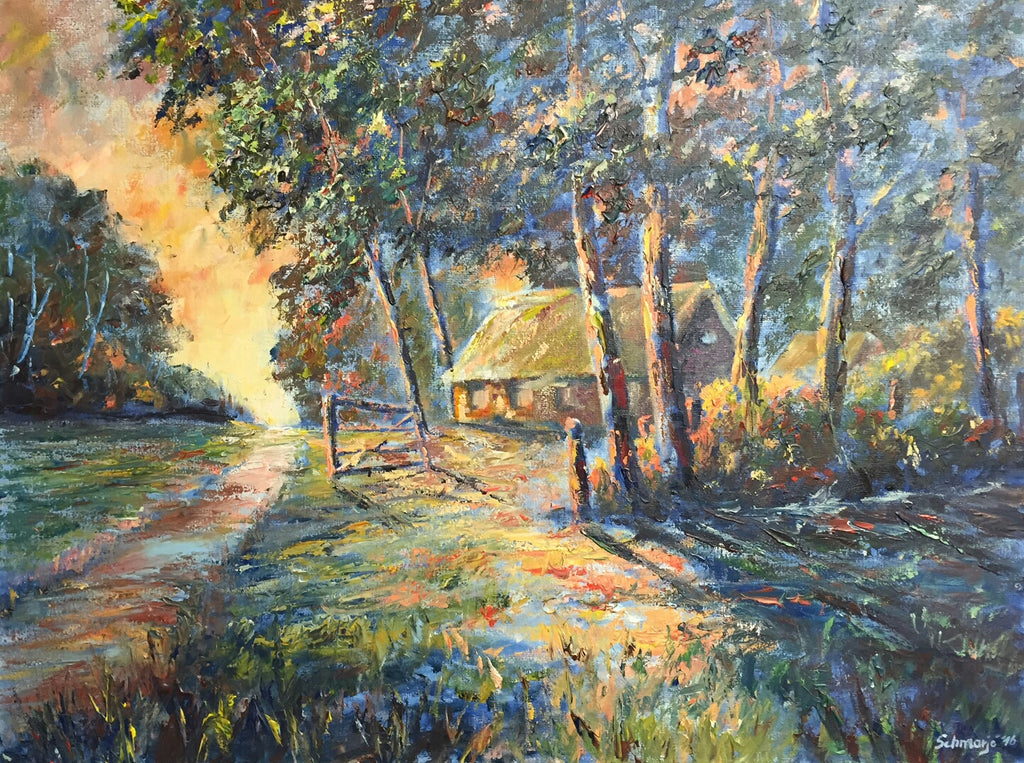 Bauernhaus am Waldrand, Ölgemälde auf Leinwand, 60x80cm