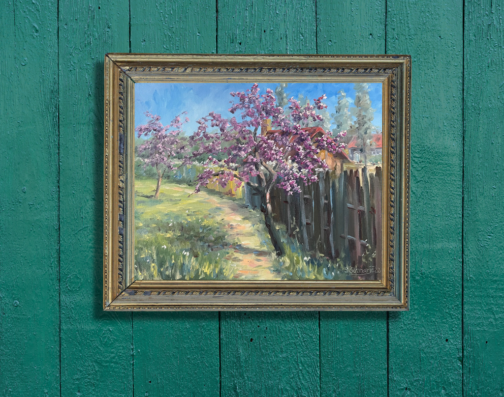 Japanische Zierkirschen, Ölgemälde auf Leinwand, 40x50cm