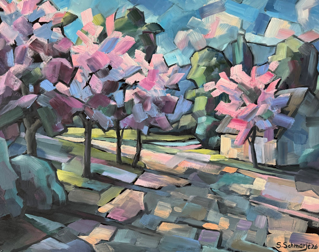 Kirschblüte, Ölbild auf Hartfaserplatte, 40x50cm