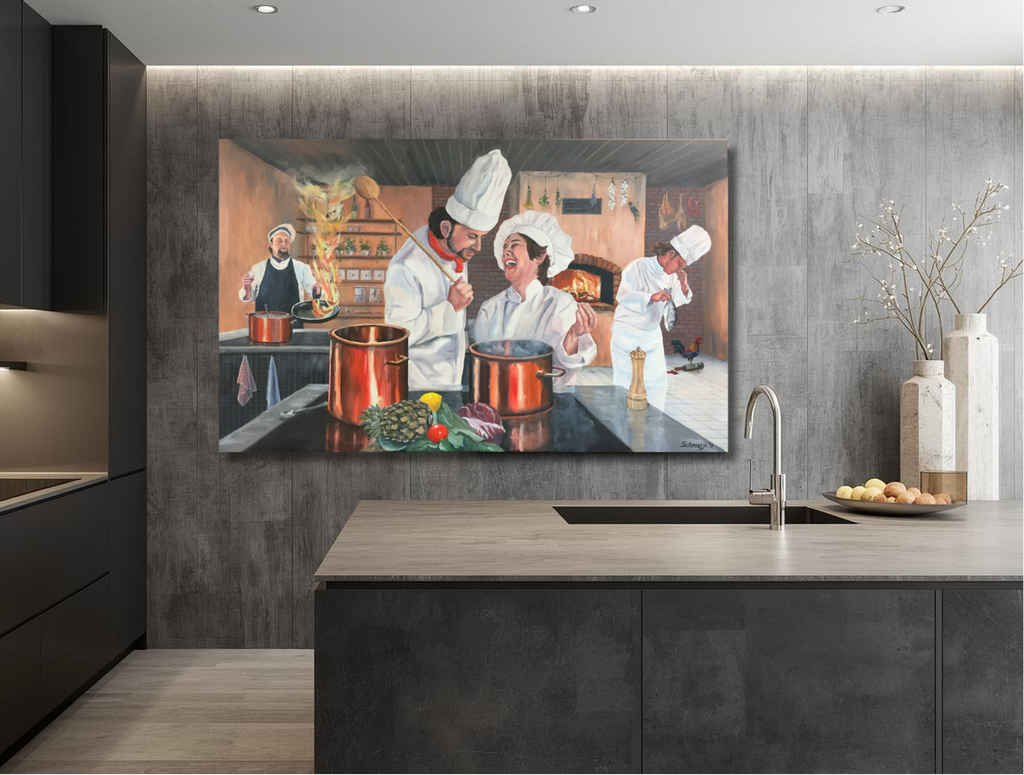 "X2" Coque au vin, Ölgemälde 80 x 130 cm