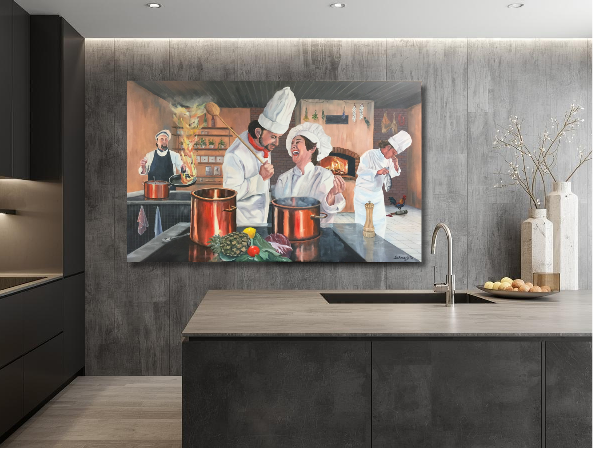 "X2" Coque au vin, Ölgemälde 80 x 130 cm