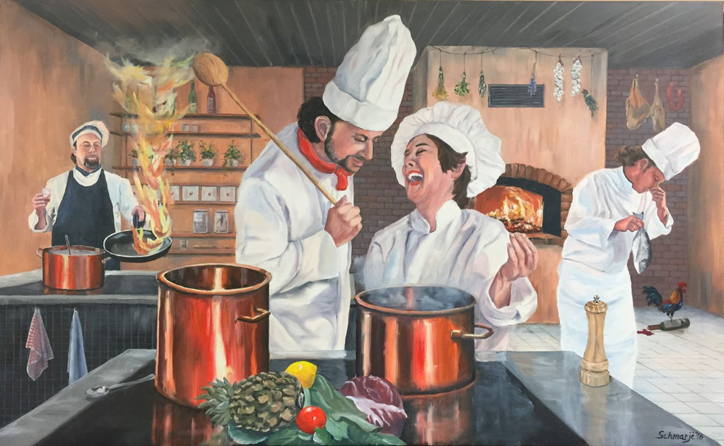 "X2" Coque au vin, Ölgemälde 80 x 130 cm