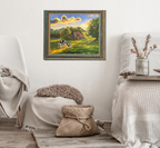 Kühe im Sonnenlicht, Ölgemälde auf Leinwand 60x80cm