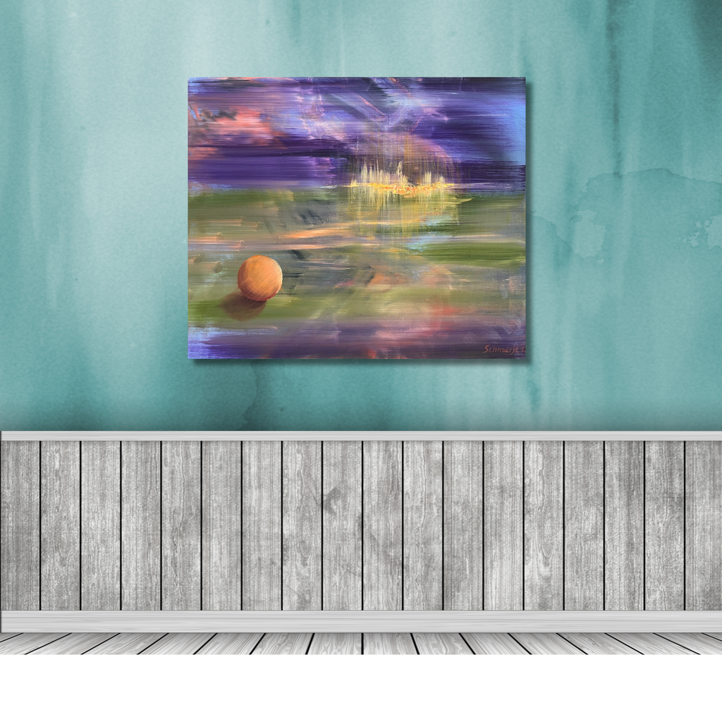 Abstraktion Kugel, Ölgemälde 50 x 60 cm