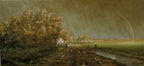 Landschaft mit Regenbogen, Ölgemälde 30 x 60 cm angelehnt an Willem Roelofs