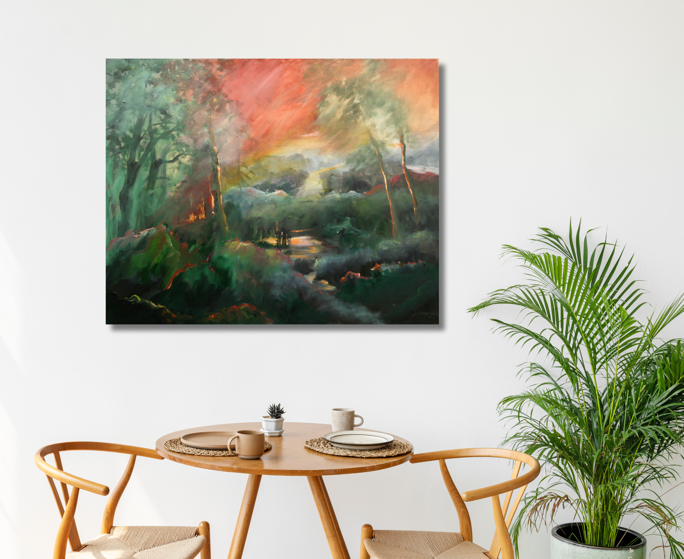 Landschaft expressiv, Ölgemälde auf Leinwand, 80x100cm