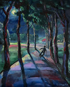 fröhlicher Spaziergänger, Ölgemälde auf Leinwand, 50x40cm