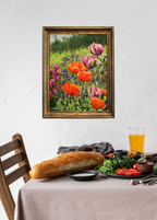 Mohnblumen auf Wiese, Ölgemälde auf Leinwand, 40x30cm