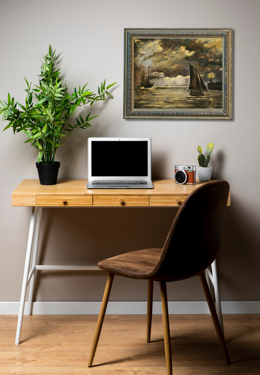 Schiffe im Mondschein nach C. Monet, Ölgemälde auf Leinwand, 40x50cm