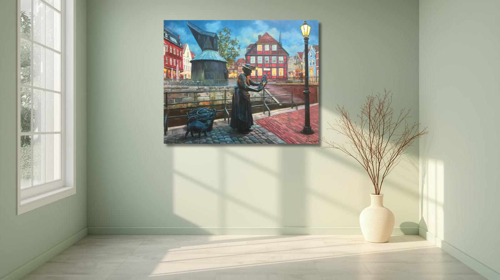 Fischfrau - Stader Fischmarkt, Ölgemälde 80 cm x 100 cm