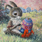 Osterhase, Ölbild Unikat 30 x 30 cm