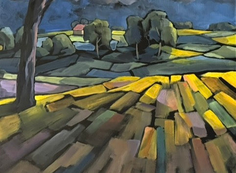 Raps an der Ostsee, Ölbild (2-teilig), 40x100cm