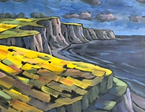 Raps an der Ostsee, Ölbild (2-teilig), 40x100cm