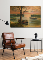 Ruderboote auf Schaalsee, Ölgemälde auf Leinwand 70x100cm