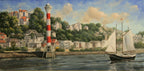 Segelschiff vor Blankenese, Ölgemälde auf Leinwand, 40x80cm