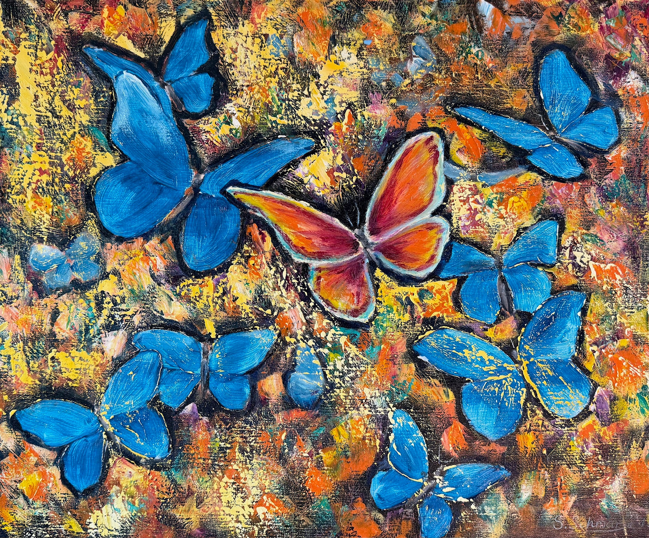Schmetterlinge, Ölgemälde auf Leinwand, 50x60cm