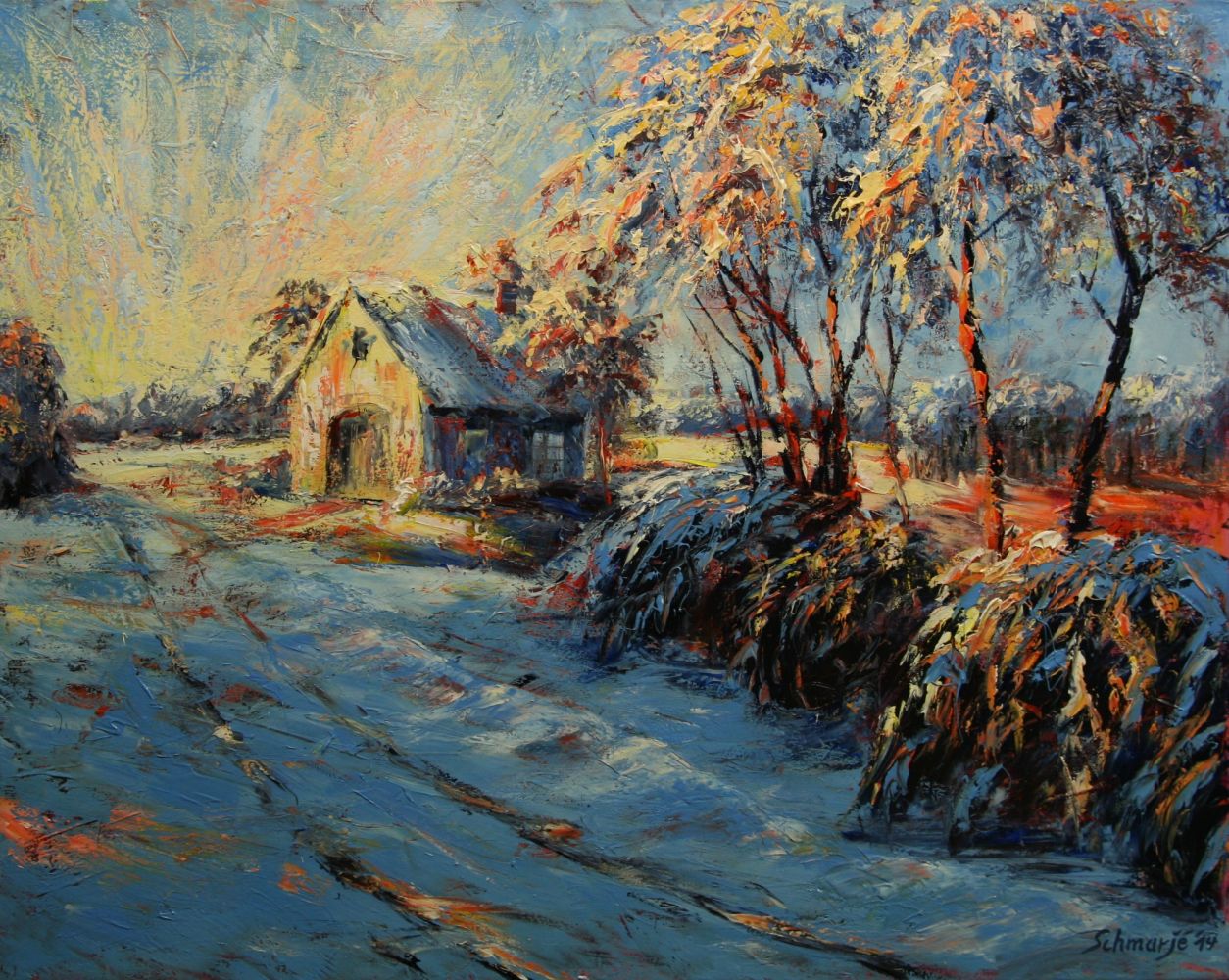 Kate im Winter, Ölgemälde 80 x 100 cm