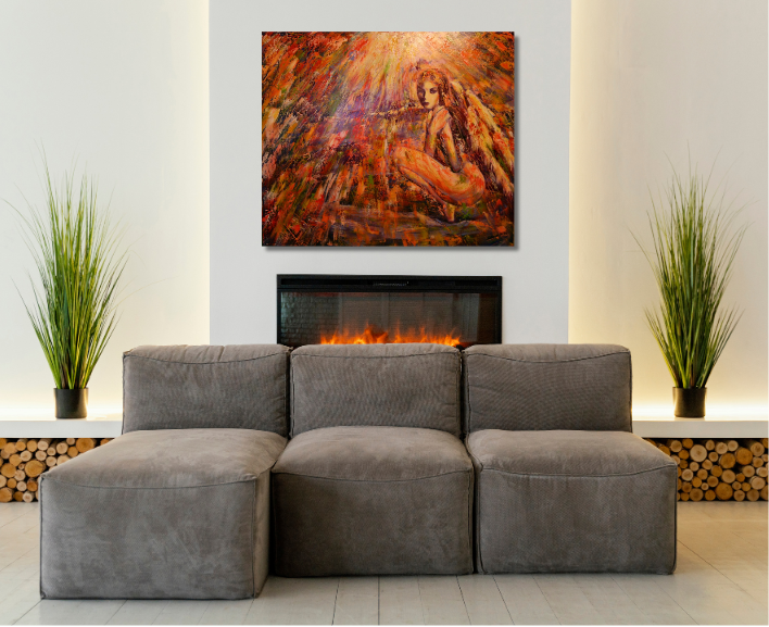 "Schutzengel 1" Gemälde gespachtelt, 100 cm x 120 cm