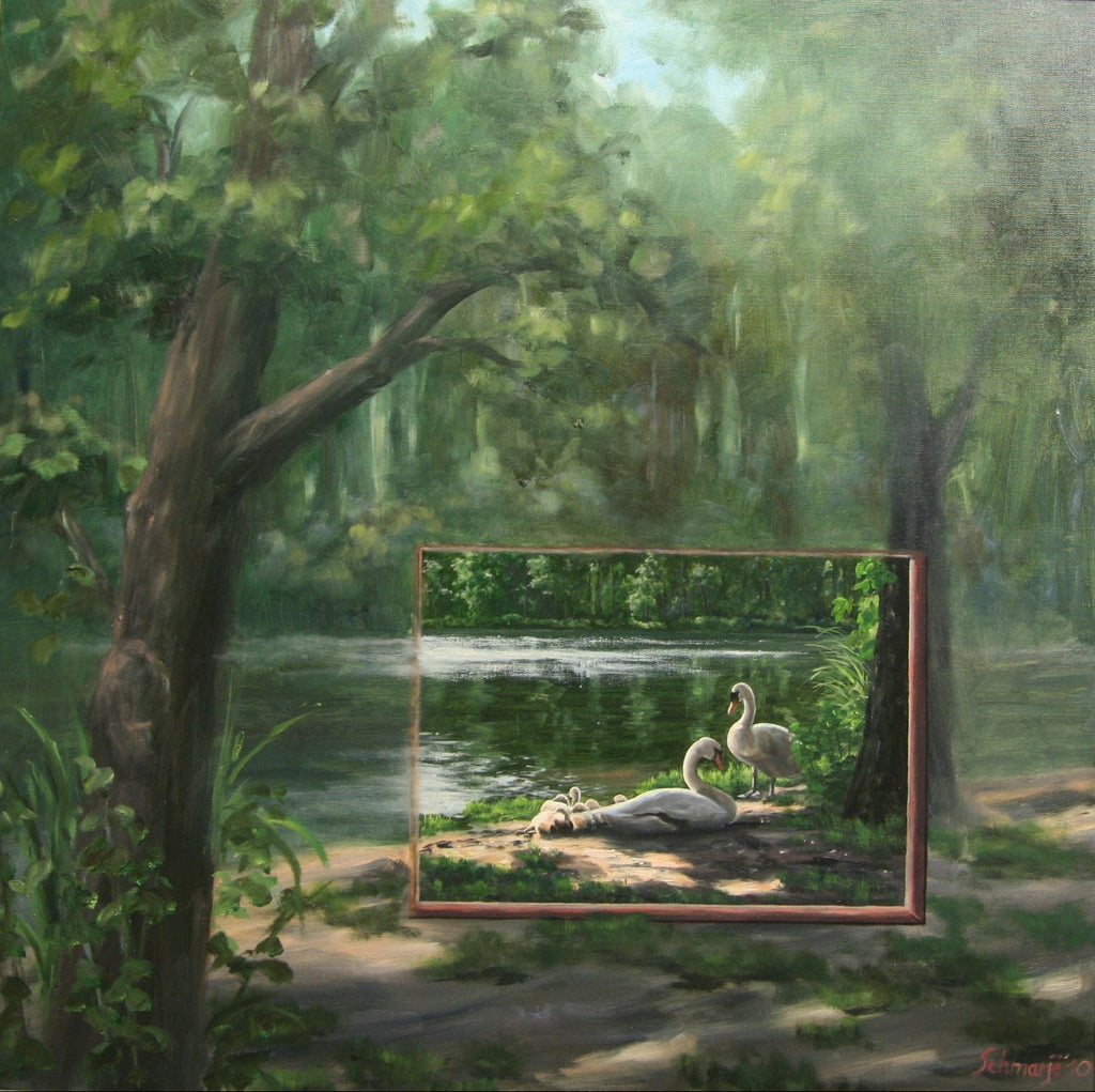 Appelbeck am See, Bild im Bild in Öl, 80 x 80 cm