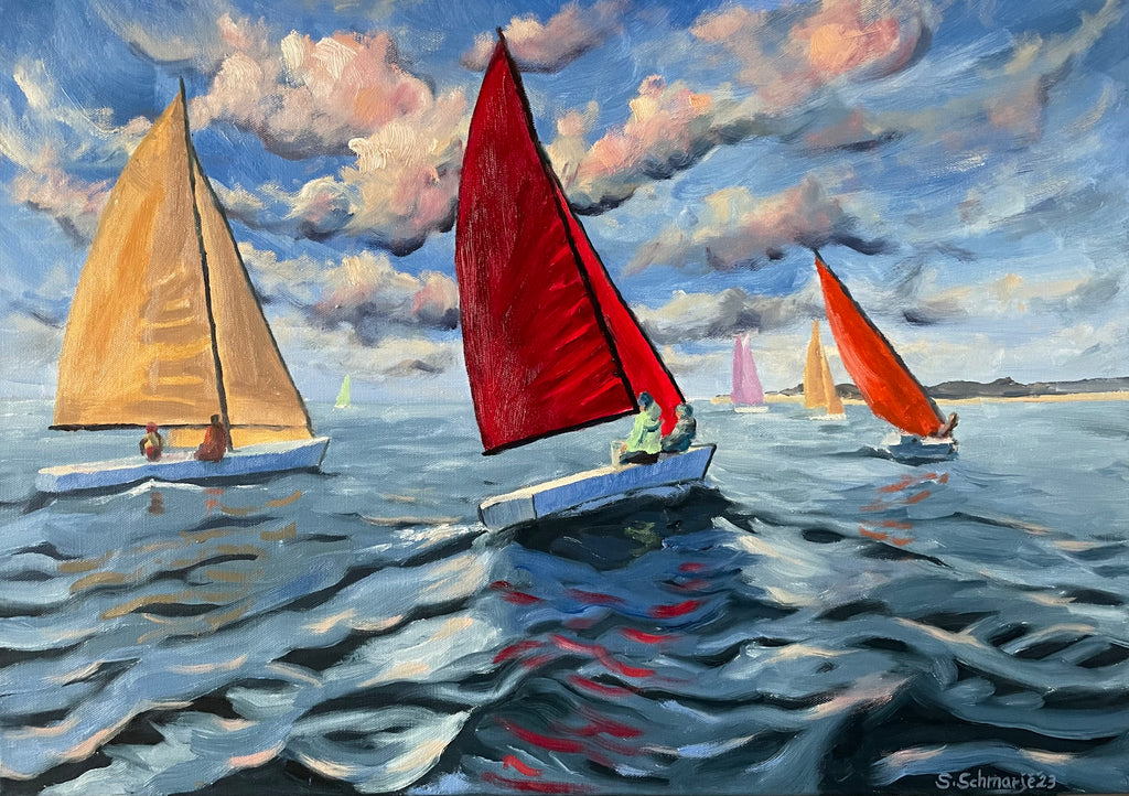 Segelregatta, Ölgemälde auf Leinwand, 46x65cm