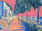 Spaziergang an der Elbe, Ölbild auf Leinwand, 60x80cm
