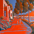 Spaziergang an der Elbe, Ölbild auf Leinwand, 60x60cm