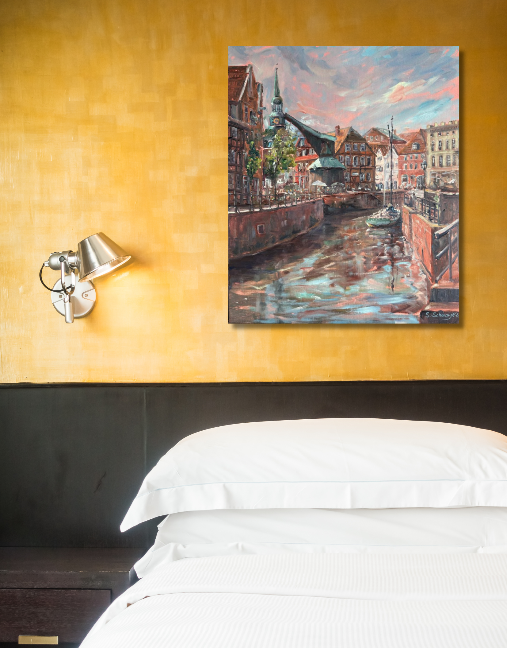 Stade Fischmarkt, Ölgemälde 50 x 40 cm