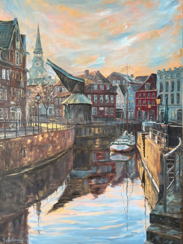 Fischmarkt Stade, Ölgemälde 80 x 60 cm