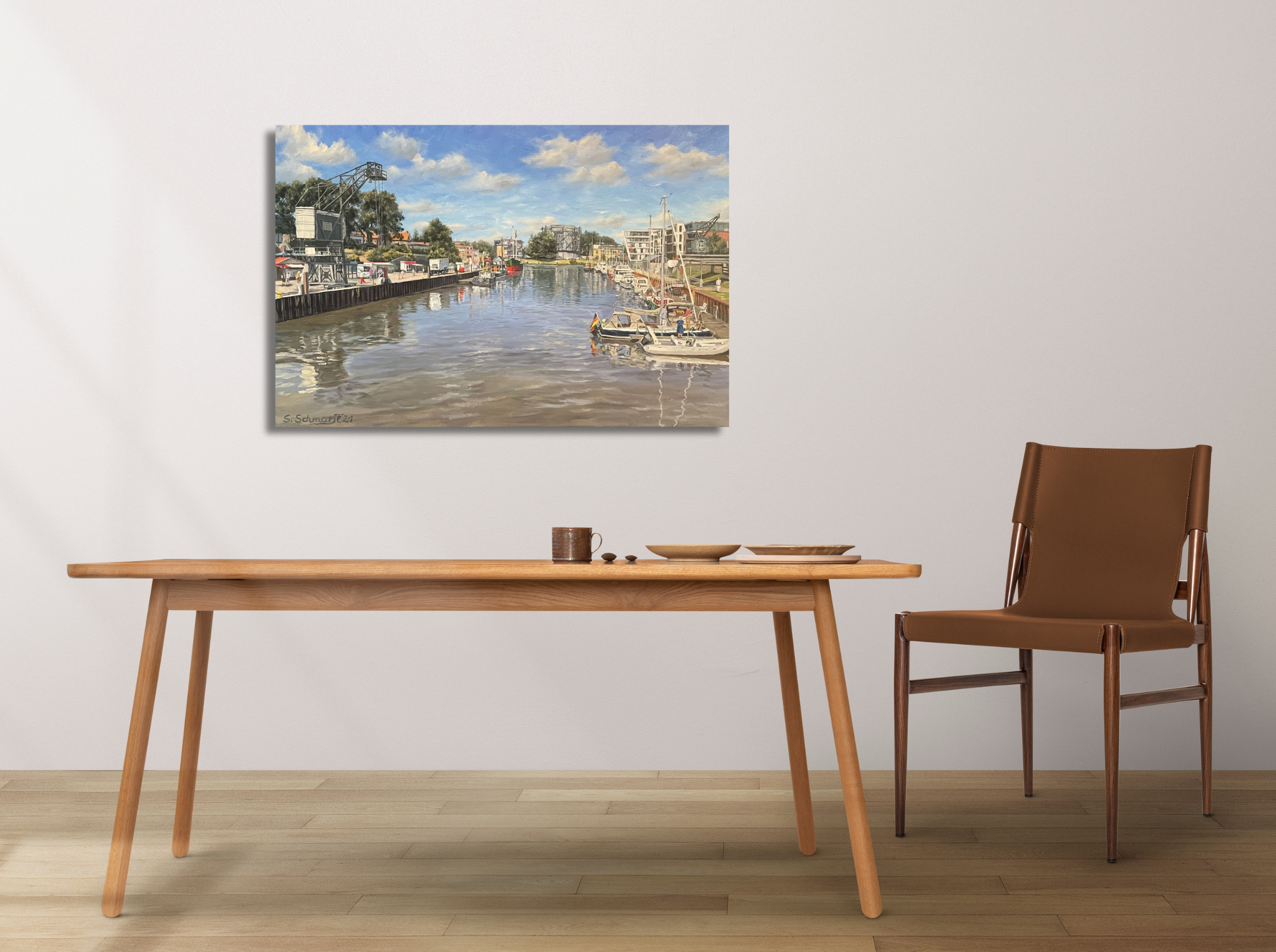 Stade Hafen, Ölgemälde 40 x 60 cm