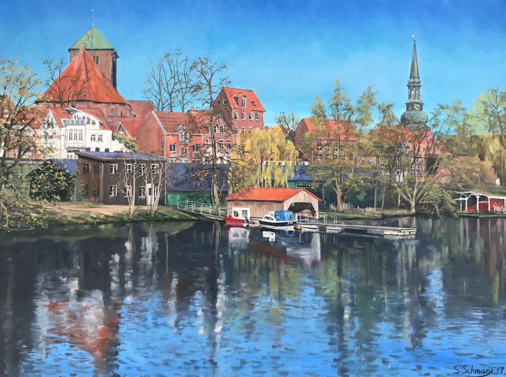 Bootsanleger Stade, 60 x 80 cm Öl auf Leinwand