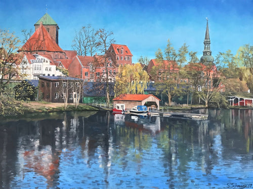 Bootsanleger Stade, 60 x 80 cm Öl auf Leinwand