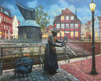 Fischfrau - Stader Fischmarkt, Ölgemälde 80 cm x 100 cm
