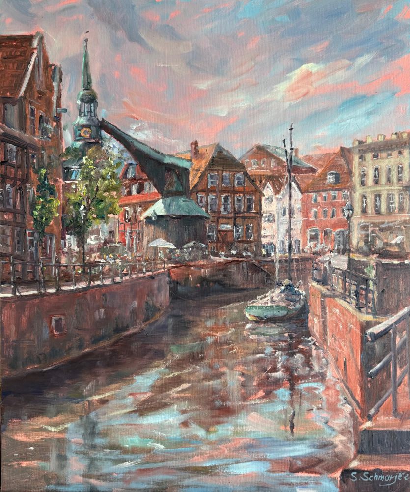 Stade Fischmarkt, Ölgemälde 50 x 40 cm