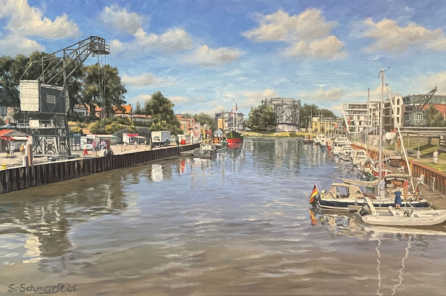 Stade Hafen, Ölgemälde 40 x 60 cm