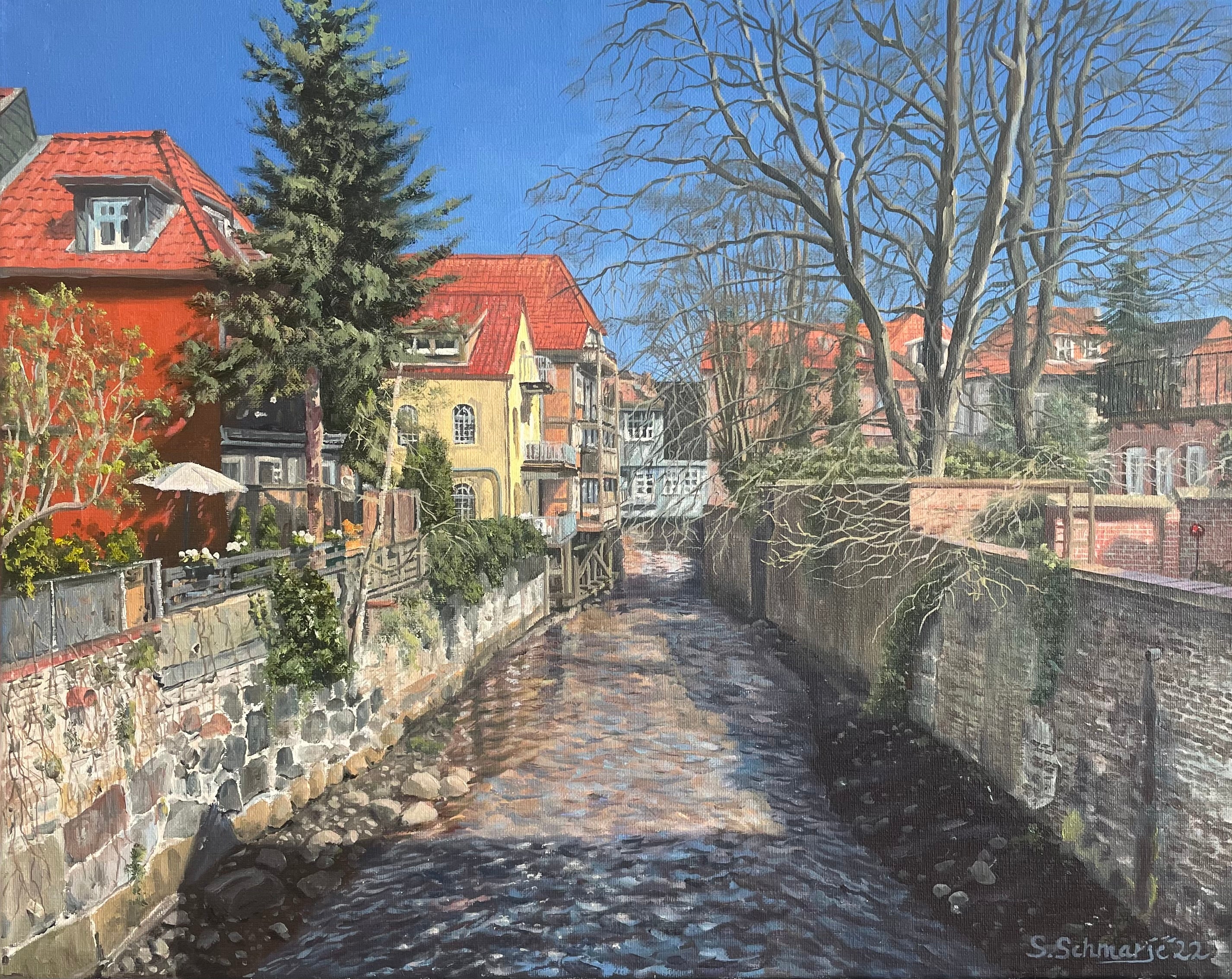 Stade, Blick von der Rosenstraße, Ölgemälde auf Leinwand, 40x50cm