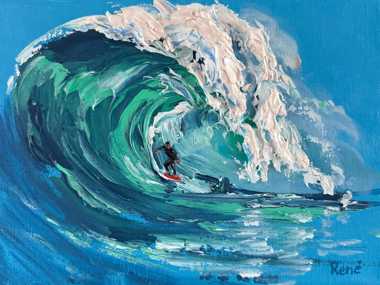 Surfer, Ölgemälde 18 x 24 cm