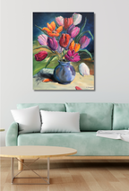Tulpen in Vase, Ölgemälde auf Leinwand, 100x80cm