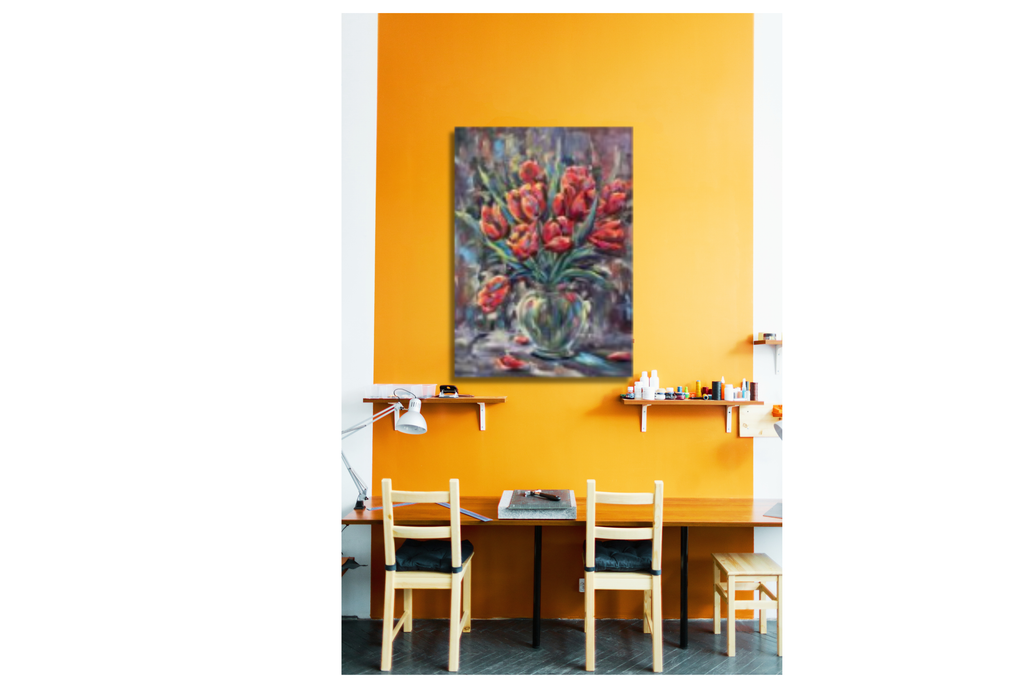 Tulpenvase, Ölgemälde 80 x 60 cm