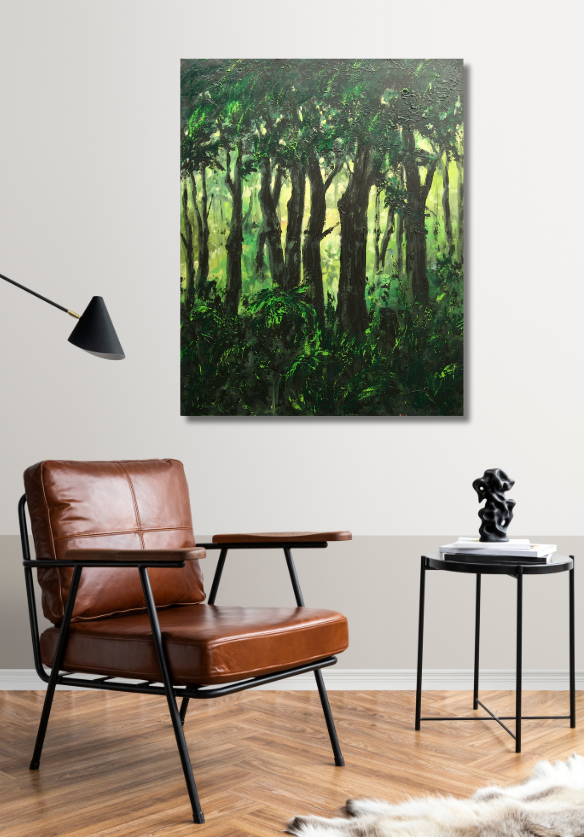 Im Wald, Ölgemälde auf Leinwand, 100x80cm