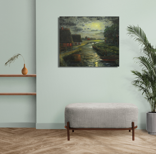 Worpswede bei Nacht, Ölgemälde 50 x 60 cm